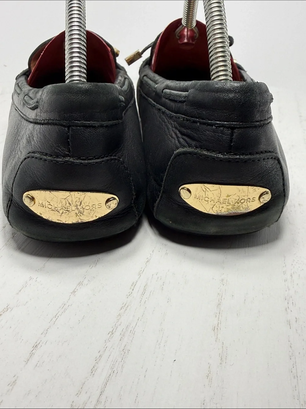 Michael Kors Metallic Silver and Black Leather Flats